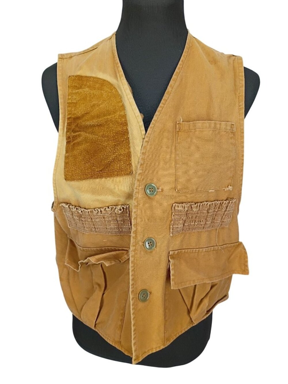 Caliber Sportsmans Apparel Tan Cotton Utility Vest With Multiple Pockets & Butto